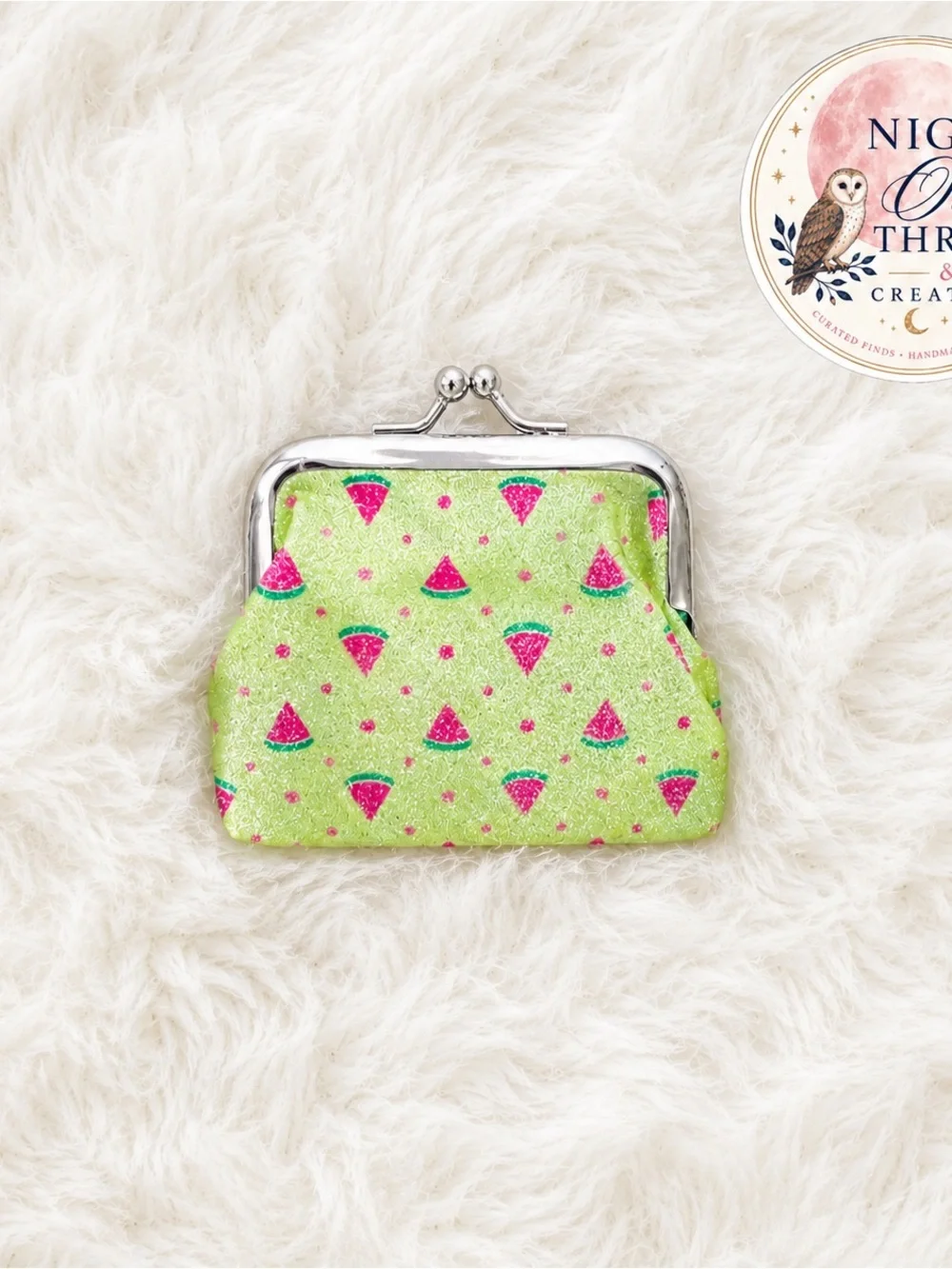 Sparkling Green Watermelon Kiss-Lock Coin Purse ~ Glitter Accessories